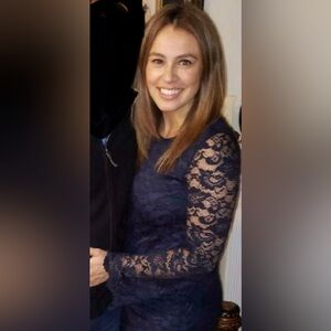 Navy blue Mittoshop Long Sleeve Lace Shift Dress Size Small